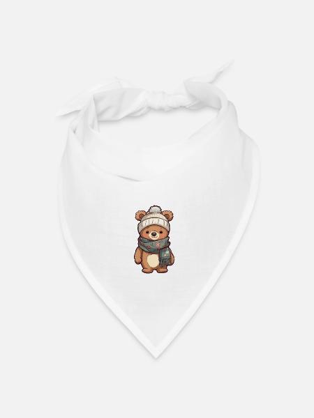 Niedlicher Bär im festlichen Winter-Look! - Bandana Dreieckstuch - Weiß