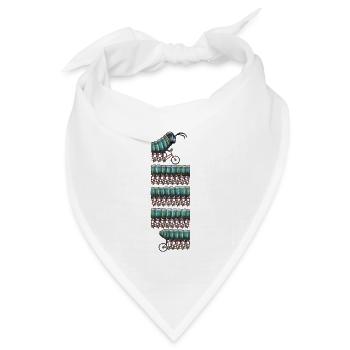 Tausendfüßler auf dem Fahrrad - Bandana Dreieckstuch - Weiß - Vorne