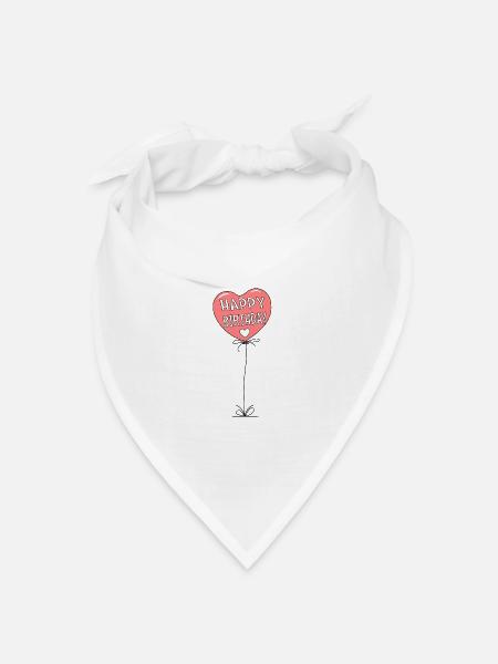 Luftballon Happy Birthday Rosa - Bandana Dreieckstuch - Weiß
