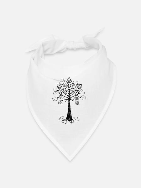 schwarzer Baum - Bandana Dreieckstuch - Weiß