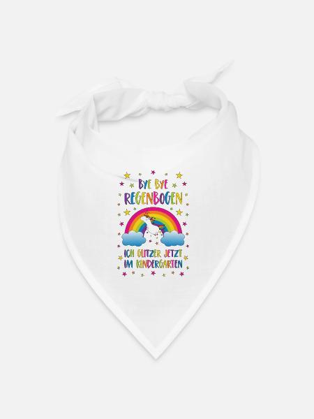 Bye Bye Regenbogen Kindergarten Einhorn Glitzer - Bandana Dreieckstuch - Weiß