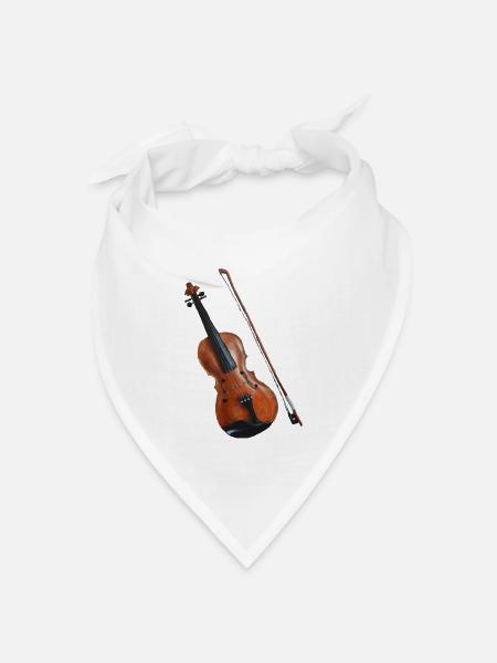 Geige - Bandana Dreieckstuch - Weiß