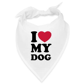 I love my dog - Ich liebe meinen Hund - Bandana Dreieckstuch - Weiß - Vorne