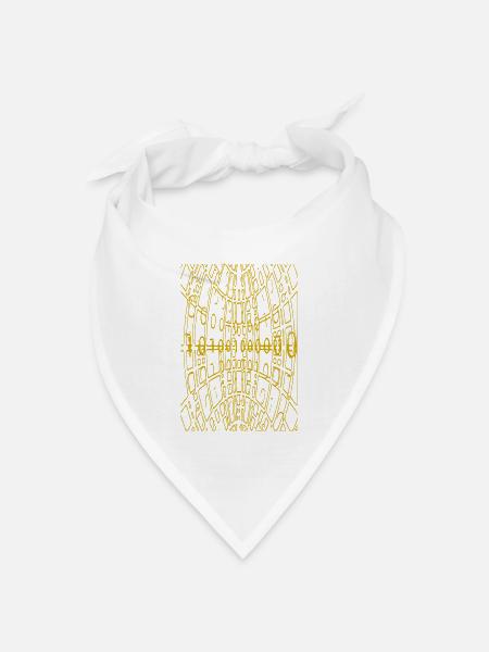 Gelb-Gitter Optische Netzstruktur - Bandana Dreieckstuch - Weiß