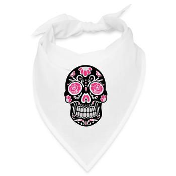 Totenkopf, Totenschädel, sugar skull - Bandana Dreieckstuch - Weiß - Vorne