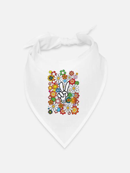 Flowerpower & Peace II - Bandana Dreieckstuch - Weiß