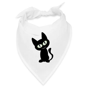 Grinsekatze Grinsekater Cat Katzen Katze T Shirt - Bandana Dreieckstuch - Weiß - Vorne