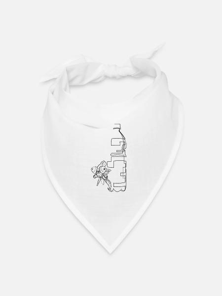 fisch und Flasche - Bandana Dreieckstuch - Weiß
