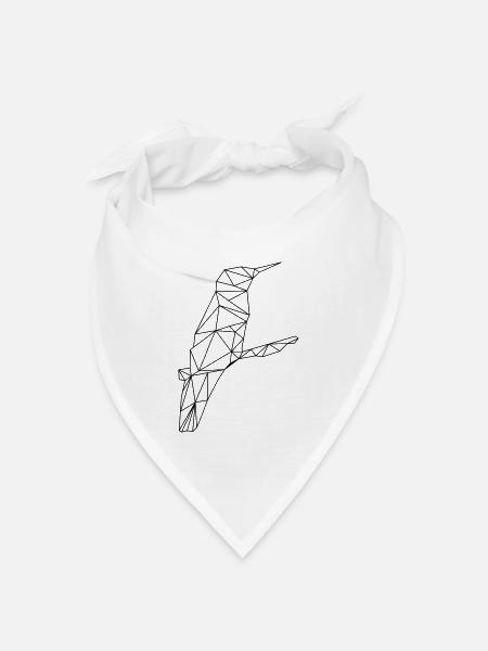 Low Poly Art - Kolibri - Bandana Dreieckstuch - Weiß