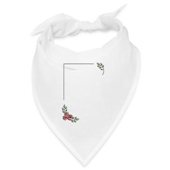 Vintage Blumenrahmen Hochzeit - Bandana Dreieckstuch - Weiß - Vorne