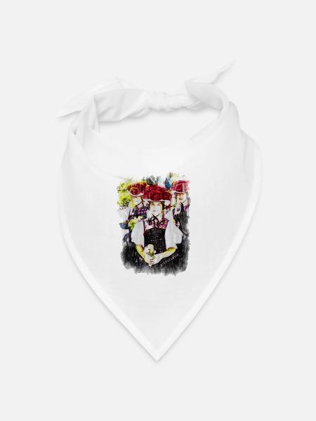 Schwarzwald, Bollenhut, Tracht - Bandana Dreieckstuch - Weiß