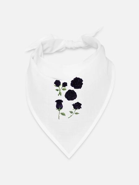 Black Roses - Watercolor - Bandana Dreieckstuch - Weiß