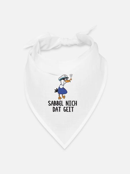 Möwe, Sabbel nich dat Geit, Geschenk - Bandana Dreieckstuch - Weiß