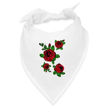 Rote Rosen blühen - Bandana Dreieckstuch - Weiß - Vorne
