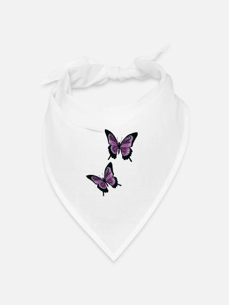Lila / Flieder Schmetterlinge - Bandana Dreieckstuch - Weiß
