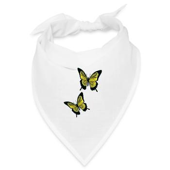 Gelbe Schmetterlinge - Bandana Dreieckstuch - Weiß - Vorne