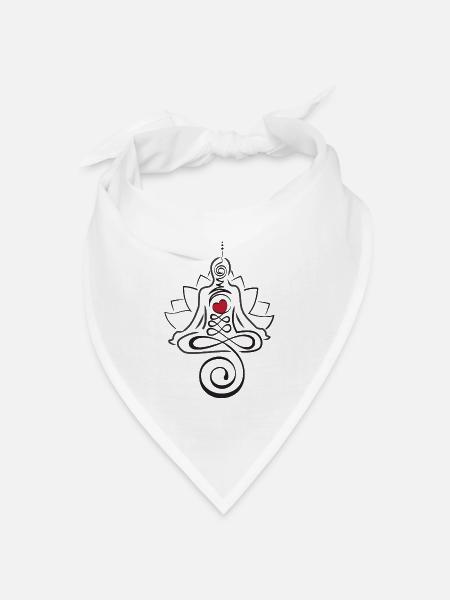 Lotus Herz Unalome - Bandana Dreieckstuch - Weiß