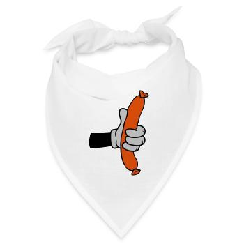 Comic Hand hält Wurst - Bandana Dreieckstuch - Weiß - Vorne