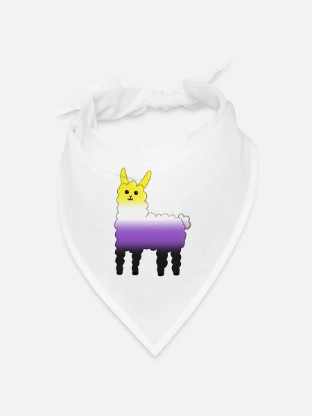 Lama Nicht-binär - Bandana Dreieckstuch - Weiß