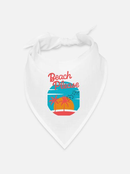 Beach Please - Palmen Sonnenuntergang Shirt - Bandana Dreieckstuch - Weiß