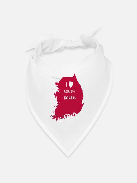 I Love Korea - Bandana Dreieckstuch - Weiß