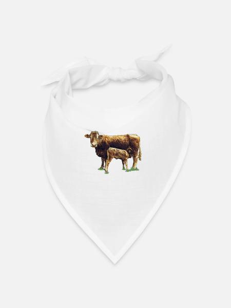 kuh mit kalb - Bandana Dreieckstuch - Weiß