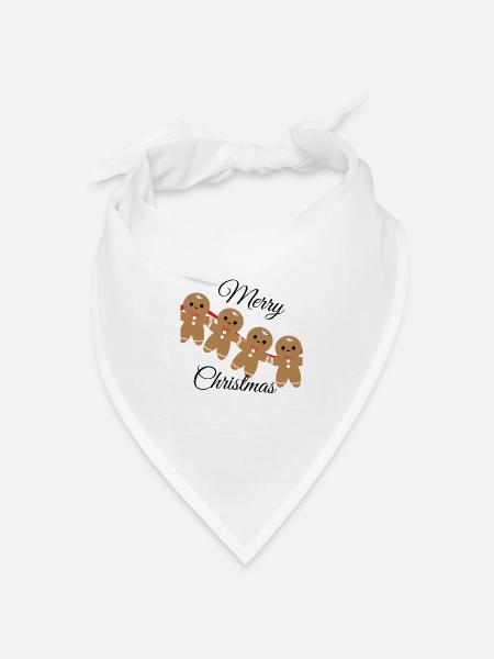 Weihnachtsfreude Lebkuchenmann - Bandana Dreieckstuch - Weiß