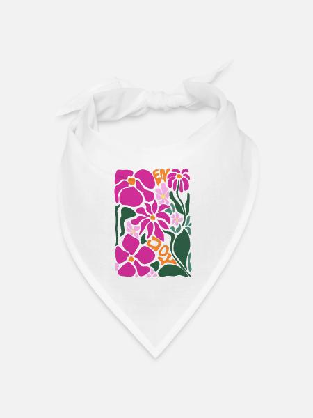 Gute Laune Blumen - enjoy - Bandana Dreieckstuch - Weiß