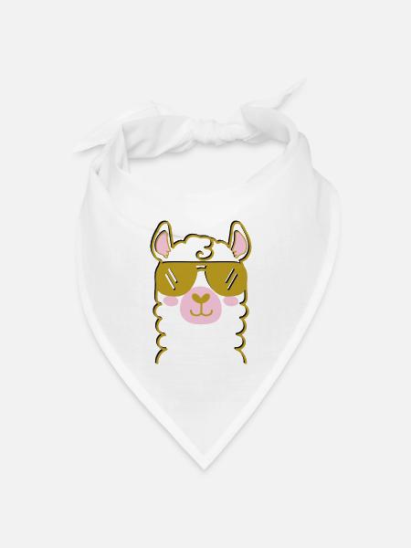 Lama Alpaka - Bandana Dreieckstuch - Weiß