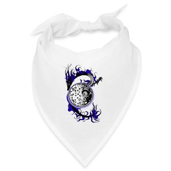 Drache mit Mond - Bandana Dreieckstuch - Weiß - Vorne