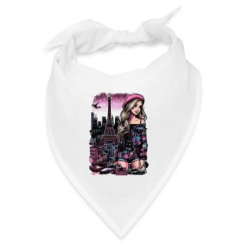 Paris Fashion Flair – Eiffelturm Chic - Bandana Dreieckstuch - Weiß - Vorne