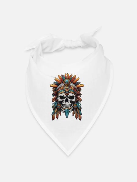 Mayan / Hochkultur / Peru / Maya Kalender / Motiv - Bandana Dreieckstuch - Weiß
