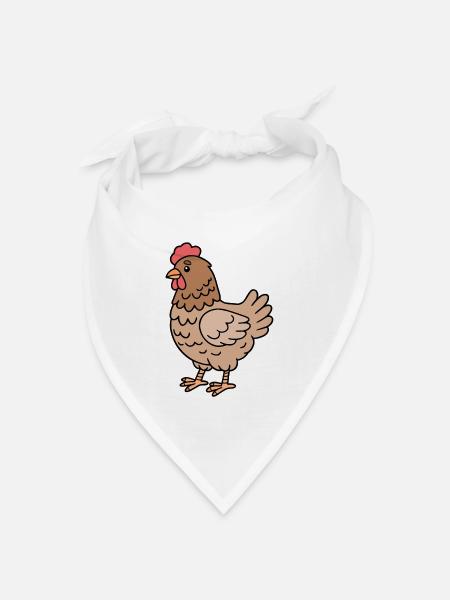 Huhn Hühner - Bandana Dreieckstuch - Weiß