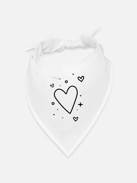 Großes Herz und kleine Herzen - Bandana Dreieckstuch - Weiß