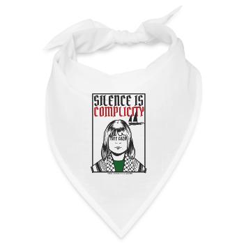 Schweigen ist Komplizenschaft, Freies Gaza, Freies Palästina - Bandana Dreieckstuch - Weiß - Vorne