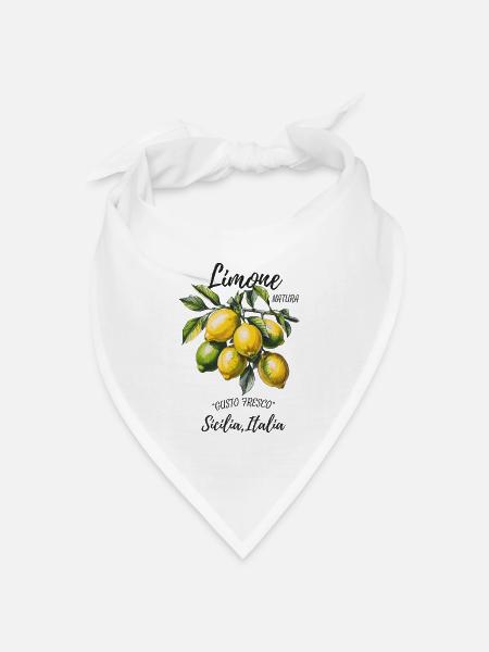Limone Citrus Italia Design - Bandana Dreieckstuch - Weiß