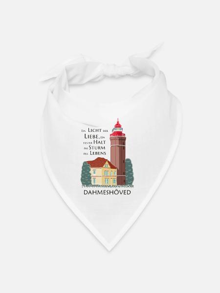 Dahme, Handzeichnung alter Leuchtturm, Dahmeshöved - Bandana Dreieckstuch - Weiß