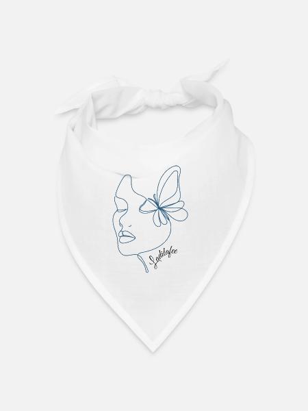 Minimalistisches Schmetterlingsfrauengesichtsdesign - Bandana Dreieckstuch - Weiß