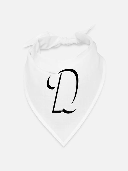 Letter D, Name, der Buchstabe D - Bandana Dreieckstuch - Weiß
