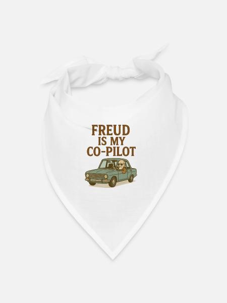 Freud ist mein Co-Pilot - Bandana Dreieckstuch - Weiß