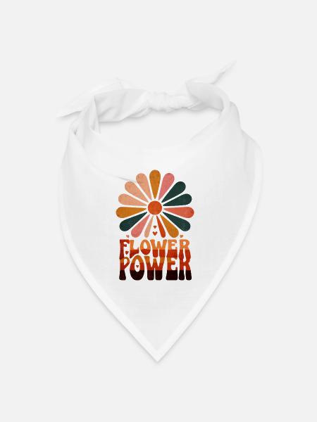 Flower Power Retro Sonnenaufgang - Bandana Dreieckstuch - Weiß