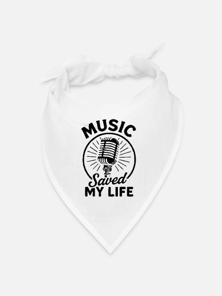 Music Saved My Life Retro Vintage T-Shirt - Bandana Dreieckstuch - Weiß