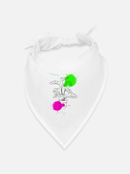 Funky Monstera - Bandana Dreieckstuch - Weiß