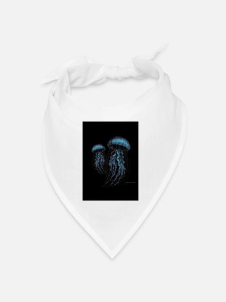 Quallen - Jellyfish - Bandana Dreieckstuch - Weiß