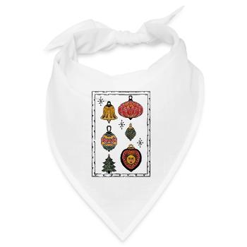Bunte Weihnachtsornamente  - Bandana Dreieckstuch - Weiß - Vorne