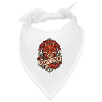 Fuchs mit Ornamenten – Stay Clever - Bandana Dreieckstuch - Weiß - Vorne