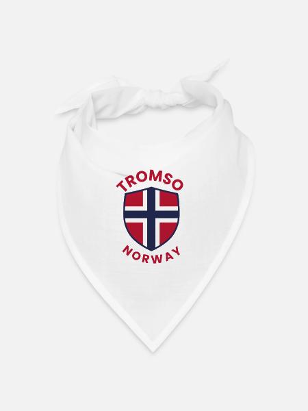 Tromsø-Schild: Norwegische Flagge - Bandana Dreieckstuch - Weiß