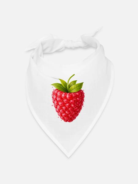 Frische Himbeere mit Blättern - Bandana Dreieckstuch - Weiß