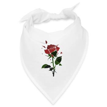 Zerbrochene Rosen-Blüte  - Bandana Dreieckstuch - Weiß - Vorne