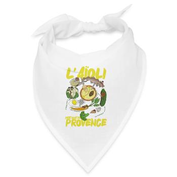 Illustrierte provenzalische Aioli - Bandana Dreieckstuch - Weiß - Vorne